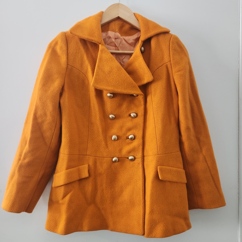 Vintage 60s Mod Double-Breasted Orange Women's Blazer Small